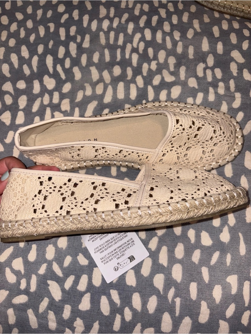 ASOS Cream Crochet Espadrille Slip-Ons